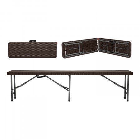 Conjunto Plegable Mesa con 2 Bancos de 180cm Catering Efecto Ratán 7house Conjuntos para Jardín 3 Conjunto Plegable Mesa con 2 Bancos de 180cm Catering Efecto Ratán 7house Conjuntos para Jardín 3