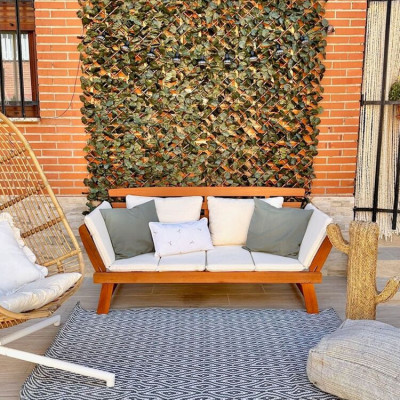 Banco de Jardín Modular con Cojines Merida Madera de Acacia 212x69x80cm Thinia Home Bancos y Sofás de Exterior 3