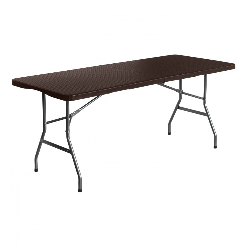 Mesa Plegable Portátil Resina 180cm Marrón Efecto Ratán Thinia Home Mesas Plegables 1 Mesa Plegable Portátil Resina 180cm Marrón Efecto Ratán Thinia Home Mesas Plegables 1