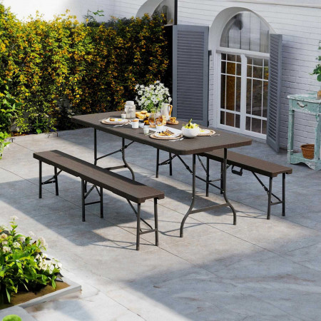 Mesa Plegable Portátil Resina 180cm Marrón Efecto Ratán Thinia Home Mesas Plegables 7 Mesa Plegable Portátil Resina 180cm Marrón Efecto Ratán Thinia Home Mesas Plegables 7