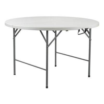 Mesa Plegable Portátil Resina Ø150cm Blanco Efecto Granito Thinia Home Mesas Plegables 1