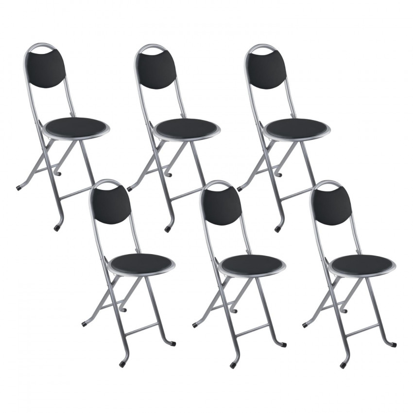 Pack 6 Taburetes Plegables con Respaldo 32x36x73.5cm 7house Taburetes 1 Pack 6 Taburetes Plegables con Respaldo 32x36x73.5cm 7house Taburetes 1