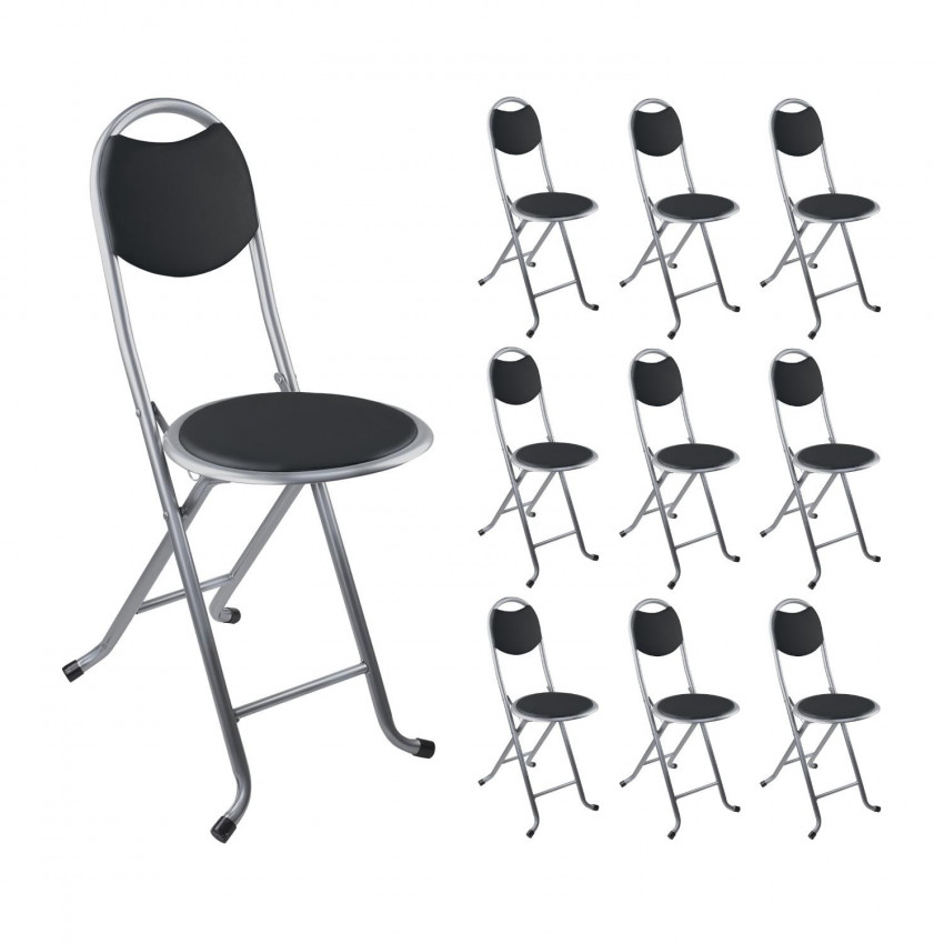 Pack 10 Taburetes Plegables con Respaldo 32x36x73.5cm 7house Taburetes 1 Pack 10 Taburetes Plegables con Respaldo 32x36x73.5cm 7house Taburetes 1