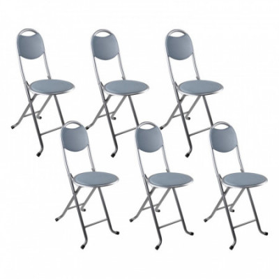 Pack 6 Taburetes Plegables con Respaldo 32x36x73.5cm 7house Taburetes 7