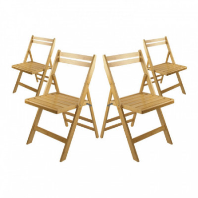 Pack 4 Sillas Plegables de Madera de Bambú Biano 46x44x78cm O91 Sillas y Sillones de Exterior 1