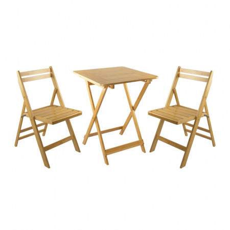 Conjunto de Terraza Plegable Mesa Cuadrada y 2 Sillas Biano Madera de Bambú 7house Conjuntos para Terrazas 1