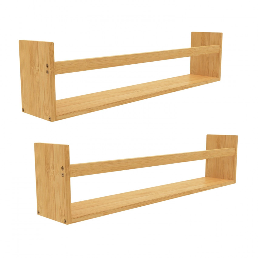 Pack 2 Estantes de Pared en Bambú Canoply 15x70x12cm 7house Estanterías 1 Pack 2 Estantes de Pared en Bambú Canoply 15x70x12cm 7house Estanterías 1