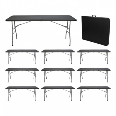 MegaPack 10 Mesas Plegables Portátiles Resina 180cm Thinia Home Mesas Plegables 8