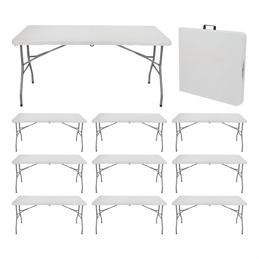 MegaPack 10 Mesas Plegables Portátiles Resina 150cm Blanco Thinia Home Mesas Plegables 1 MegaPack 10 Mesas Plegables Portátiles Resina 150cm Blanco Thinia Home Mesas Plegables 1