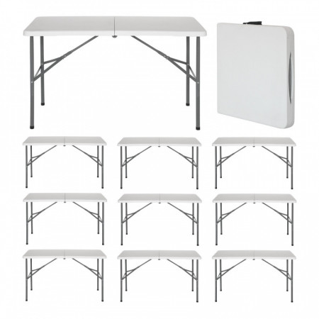 MegaPack 10 Mesas Plegables Portátiles Resina 122cm Blanco Thinia Home Mesas Plegables 1