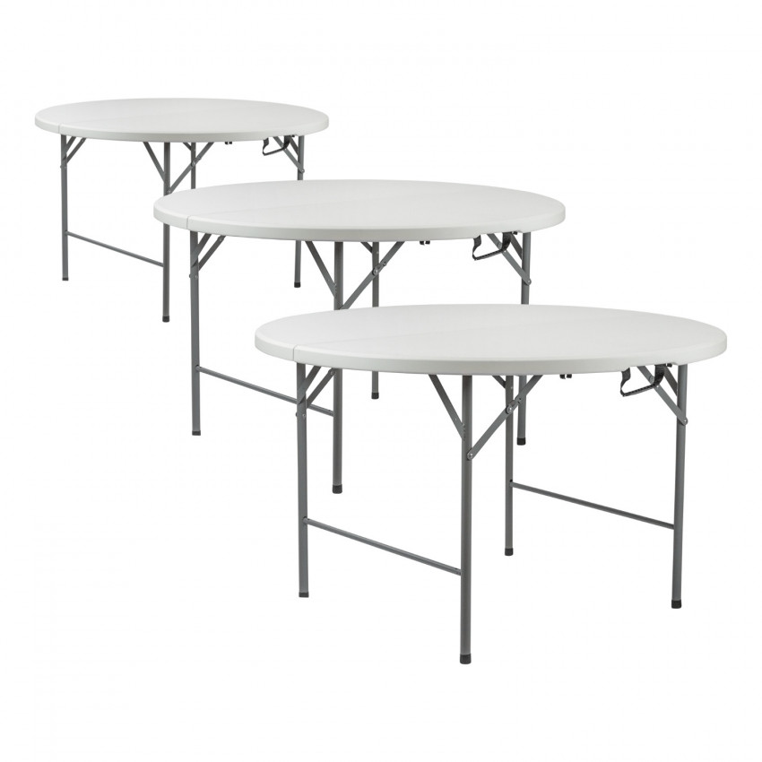Pack 3 Mesas Plegables Portátiles Resina Ø150cm Blanco Efecto Granito Thinia Home Mesas Plegables 1 Pack 3 Mesas Plegables Portátiles Resina Ø150cm Blanco Efecto Granito Thinia Home Mesas Plegables 1