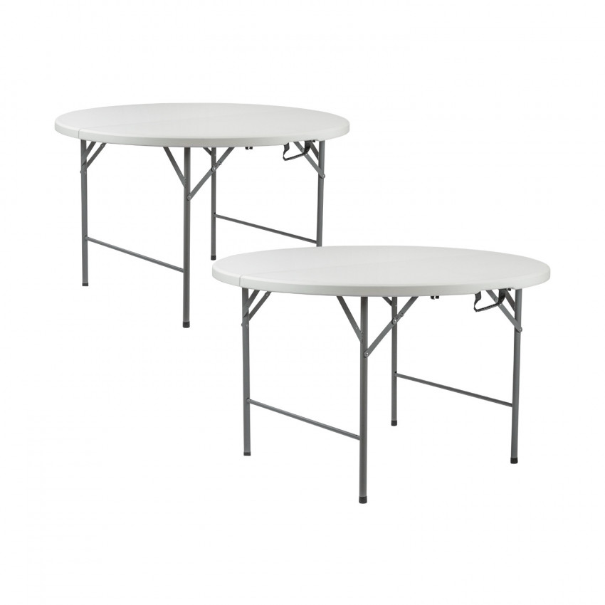 Pack 2 Mesas Plegables Portátiles Resina Ø121cm Blanco Efecto Granito Thinia Home Mesas Plegables 1 Pack 2 Mesas Plegables Portátiles Resina Ø121cm Blanco Efecto Granito Thinia Home Mesas Plegables 1