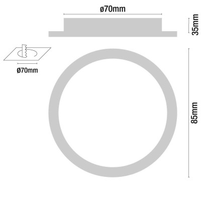 Pack 3 Mini Downlight LED Ultraslim Empotrable Redondo 4W 300lm Ø7cm 4000K Aluminio 7hSevenOn Downlight Empotrable 3
