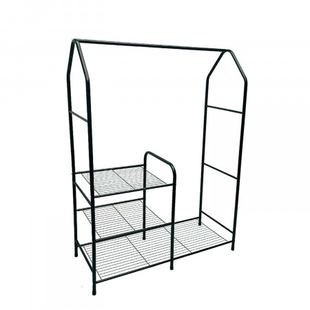 Perchero Casita de Barra Metálico con 3 Baldas Lean Negro 98x40x137cm 7house Percheros y Zapateros 1