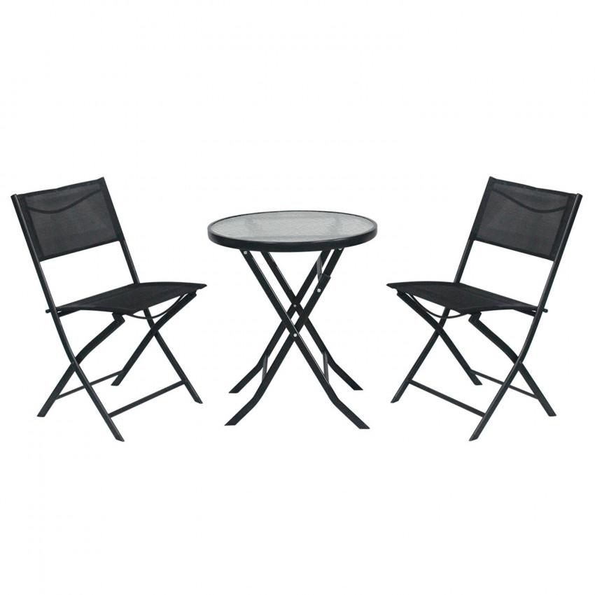 Conjunto de Terraza Plegable de 2 Sillas y Mesa City Negro 7house Conjuntos para Terrazas 1 Conjunto de Terraza Plegable de 2 Sillas y Mesa City Negro 7house Conjuntos para Terrazas 1