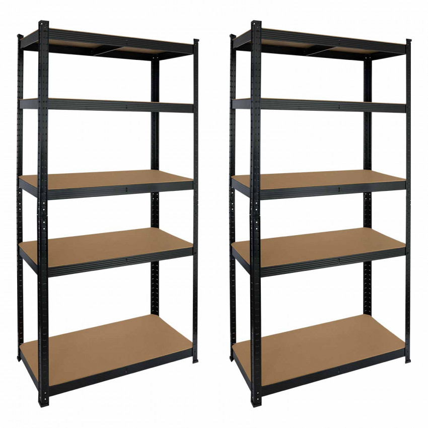 Pack 2 Estanterías Modulares Negras con 5 Baldas Ajustables 180x90x40cm 875Kg 7house Estanterías 1 Pack 2 Estanterías Modulares Negras con 5 Baldas Ajustables 180x90x40cm 875Kg 7house Estanterías 1