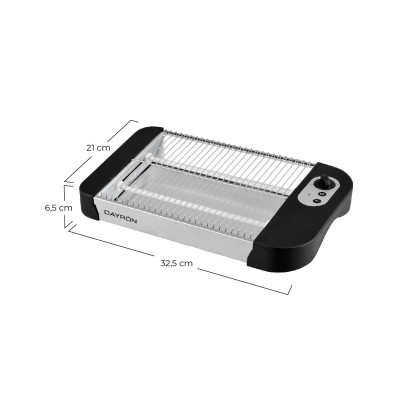 Tostador Horizontal/Plano Classic 600W Negro/Gris Dayron Electrodomésticos 6
