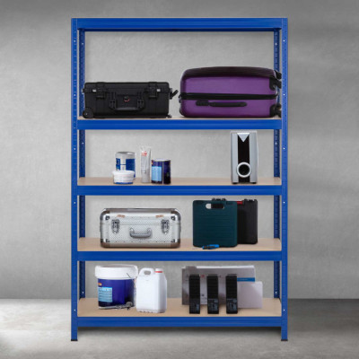 Estantería Modular Azul con 5 Baldas Ajustables 180x120x60cm 1250Kg 7house Estanterías 7