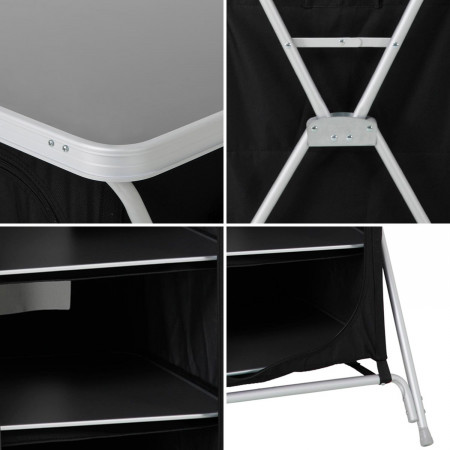 Armario Cocina Plegable para Camping Negro 60,5x61x91cm 7house Mobiliario de Camping 5