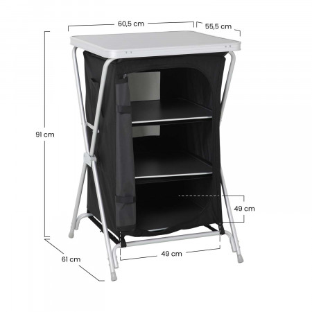 Armario Cocina Plegable para Camping Negro 60,5x61x91cm 7house Mobiliario de Camping 6
