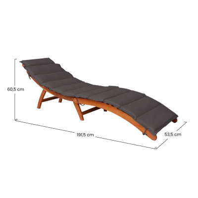 Tumbona Plegable de Madera de Acacia con Cojín Wasaga 7house Hamacas y Tumbonas 5