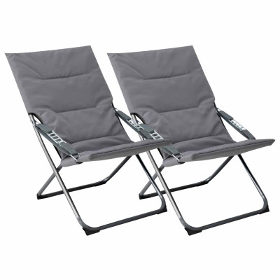 Pack 2 Tumbonas Plegables Acolchadas 4 Posiciones Gris 63x86x94cm 7house Hamacas y Tumbonas 1