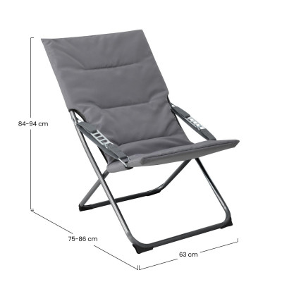 Pack 2 Tumbonas Plegables Acolchadas 4 Posiciones Gris 63x86x94cm 7house Hamacas y Tumbonas 4
