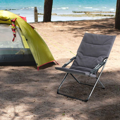 Pack 2 Tumbonas Plegables Acolchadas 4 Posiciones Gris 63x86x94cm 7house Hamacas y Tumbonas 5