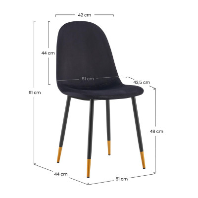 Pack 2 Sillas de Comedor Terciopelo Lonche 91x51x44cm Thinia Home Sillas de Comedor de Diseño 6