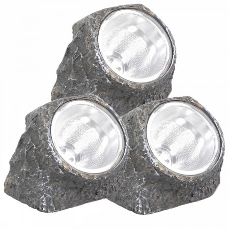 Pack 3 Lámparas Solares LED Crepuscular Piedra Gris 6000K 7hSevenOn Outdoor Iluminación Solar 1