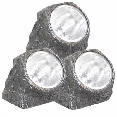 Pack 3 Lámparas Solares LED Crepuscular Piedra Gris 6000K 7hSevenOn Outdoor Iluminación Solar 1