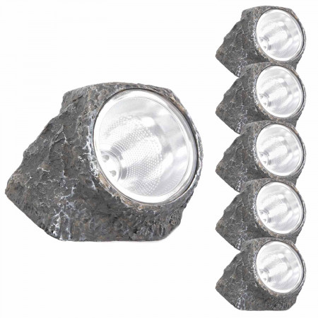 Pack 6 Lámparas Solares LED Crepuscular Piedra Gris 6000K 7hSevenOn Outdoor Iluminación Solar 1
