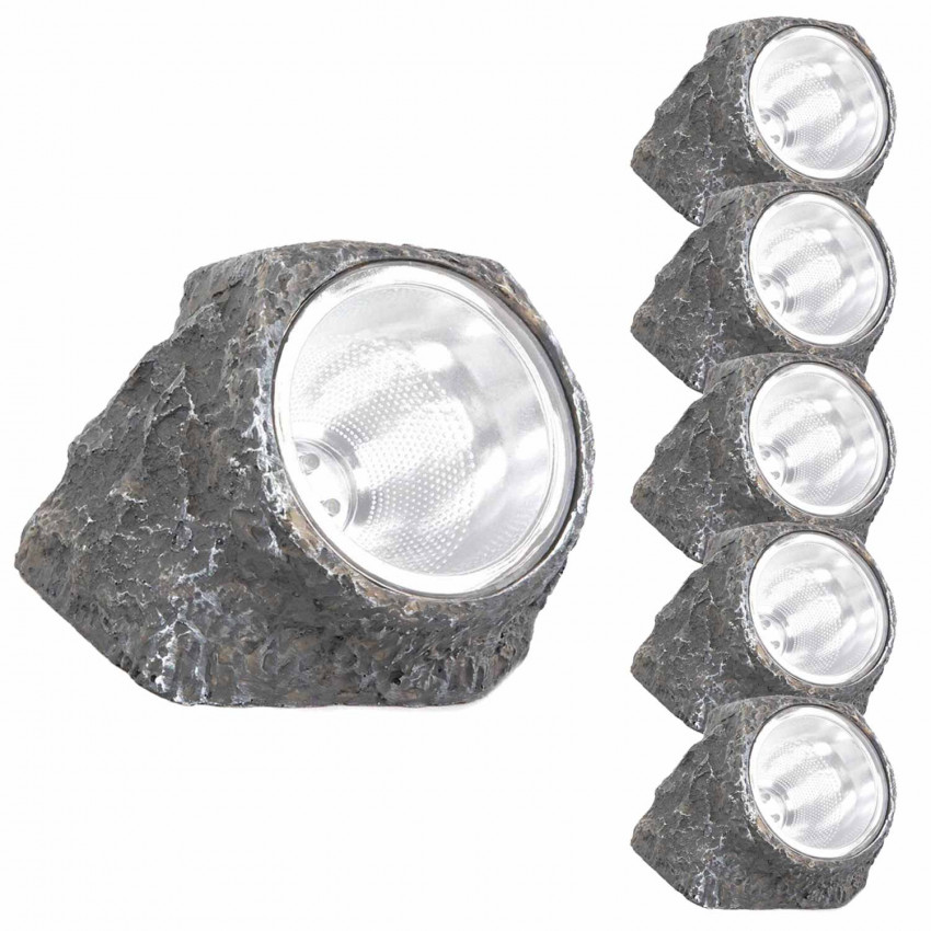 Pack 6 Lámparas Solares LED Crepuscular Piedra Gris 6000K 7hSevenOn Outdoor Iluminación Solar 1 Pack 6 Lámparas Solares LED Crepuscular Piedra Gris 6000K 7hSevenOn Outdoor Iluminación Solar 1