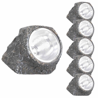 Pack 6 Lámparas Solares LED Crepuscular Piedra Gris 6000K 7hSevenOn Outdoor Iluminación Solar 1