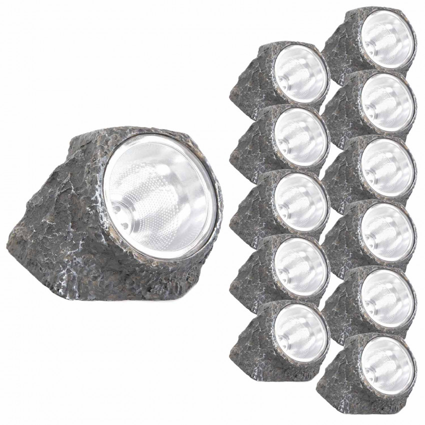 Pack 12 Lámparas Solares LED Crepuscular Piedra Gris 6000K 7hSevenOn Outdoor Iluminación Solar 1 Pack 12 Lámparas Solares LED Crepuscular Piedra Gris 6000K 7hSevenOn Outdoor Iluminación Solar 1