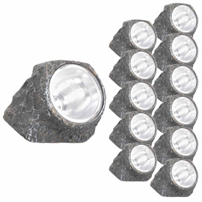 Pack 12 Lámparas Solares LED Crepuscular Piedra Gris 6000K 7hSevenOn Outdoor Iluminación Solar 1