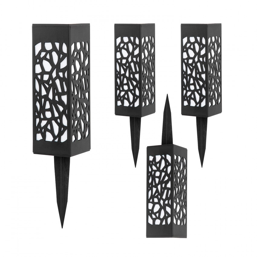 Pack 4 Balizas Solares LED Exterior Luz de Llama Negro 3000K 7hSevenOn Outdoor Iluminación Solar 1 Pack 4 Balizas Solares LED Exterior Luz de Llama Negro 3000K 7hSevenOn Outdoor Iluminación Solar 1