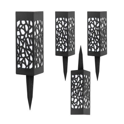 Pack 4 Balizas Solares LED Exterior Luz de Llama Negro 3000K 7hSevenOn Outdoor Iluminación Solar 1