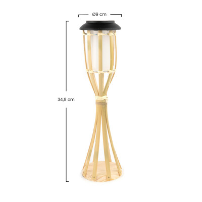 Pack 2 Lámparas de Mesa Solares LED Exterior Bambú 3000K 7hSevenOn Outdoor Iluminación Solar 4