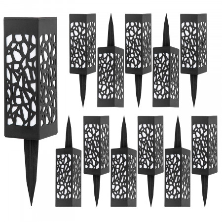 Pack 12 Balizas Solares LED Exterior Luz de Llama Negro 3000K 7hSevenOn Outdoor Iluminación Solar 1