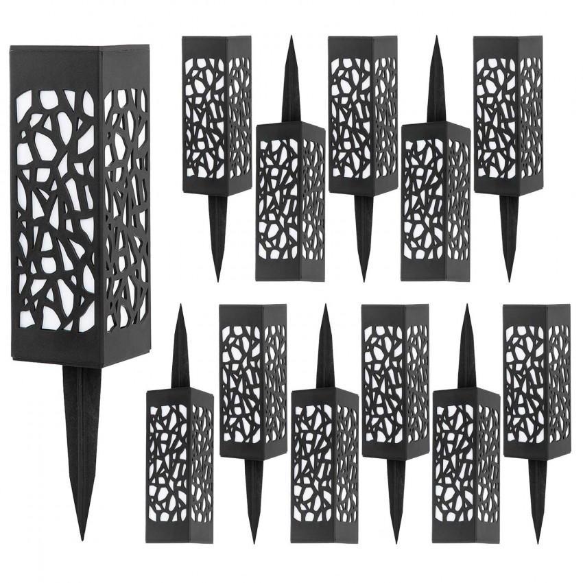Pack 12 Balizas Solares LED Exterior Luz de Llama Negro 3000K 7hSevenOn Outdoor Iluminación Solar 1 Pack 12 Balizas Solares LED Exterior Luz de Llama Negro 3000K 7hSevenOn Outdoor Iluminación Solar 1