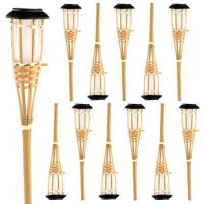 Pack 12 lanternas solares LED para exterior em bambu 3000K 7hSevenOn Outdoor Iluminação solar 1