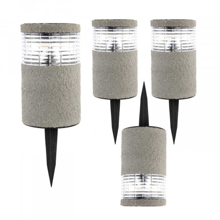 Pack 4 Balizas Solares LED Exterior Redondas Gris 6000K 7hSevenOn Outdoor Iluminación Solar 1