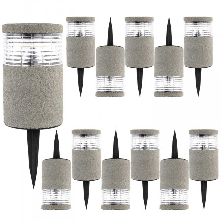 Pack 12 Balizas Solares LED Exterior Redondas Gris 6000K 7hSevenOn Outdoor Iluminación Solar 1