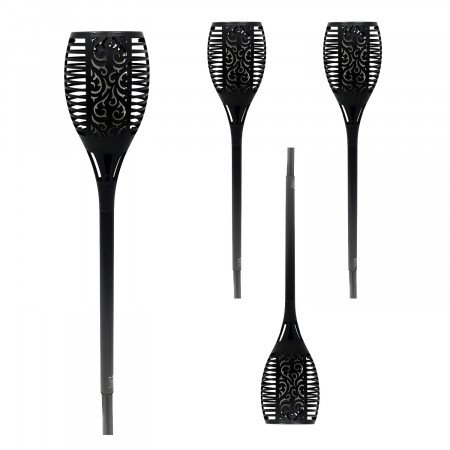 Pack 4 Antorchas Solares LED con Llamas Exterior Negro 3000K 7hSevenOn Outdoor Iluminación Solar 1