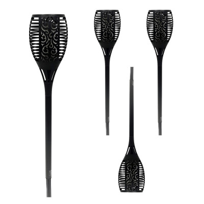 Pack 4 Antorchas Solares LED con Llamas Exterior Negro 3000K 7hSevenOn Outdoor Iluminación Solar 1