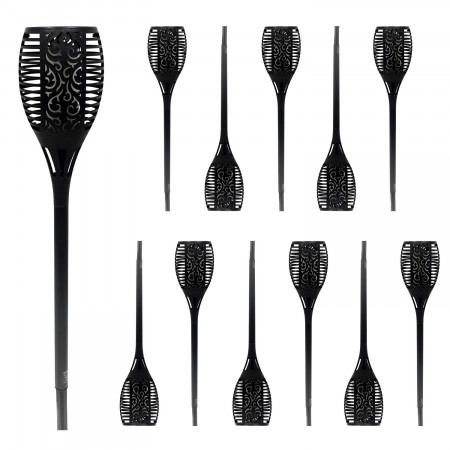 Pack 12 Antorchas Solares LED con Llamas Exterior Negro 3000K 7hSevenOn Outdoor Iluminación Solar 1