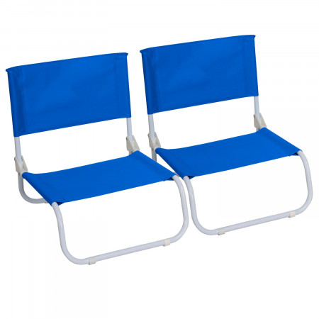 Pack 2 Sillas Plegables Bajas de Playa Azul 45x49,5x17,5cm 7house Mesas y Sillas Plegables 1