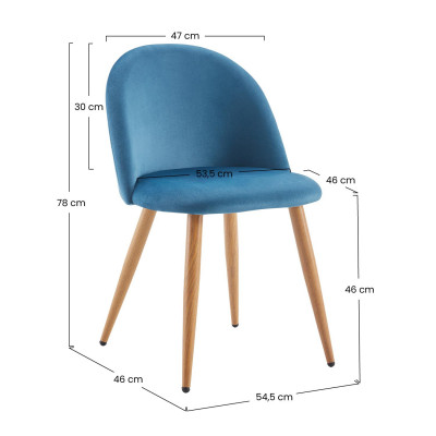 Pack 2 Sillas de Comedor Respaldo Bajo Terciopelo Fuchs 78x54,5x46cm Thinia Home Pack Sillas Comedor 20