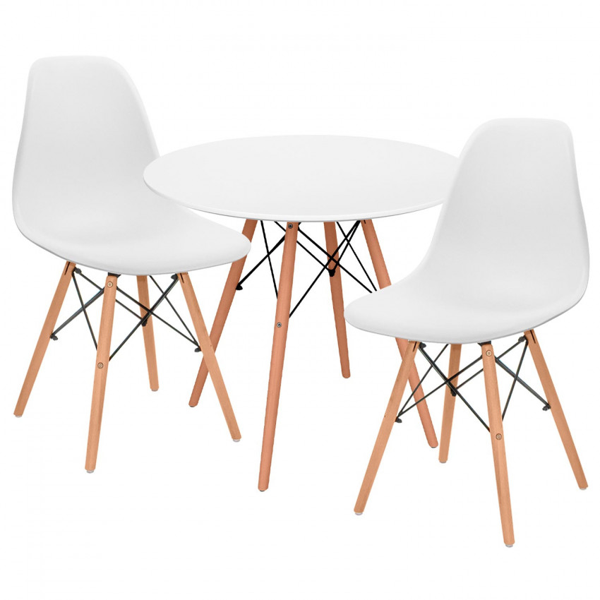 Conjunto Comedor Mesa Redonda Blanca y 2 Sillas Estilo Nórdico Astrid Thinia Home Conjuntos de Mesa y Sillas de Comedor 1 Conjunto Comedor Mesa Redonda Blanca y 2 Sillas Estilo Nórdico Astrid Thinia Home Conjuntos de Mesa y Sillas de Comedor 1